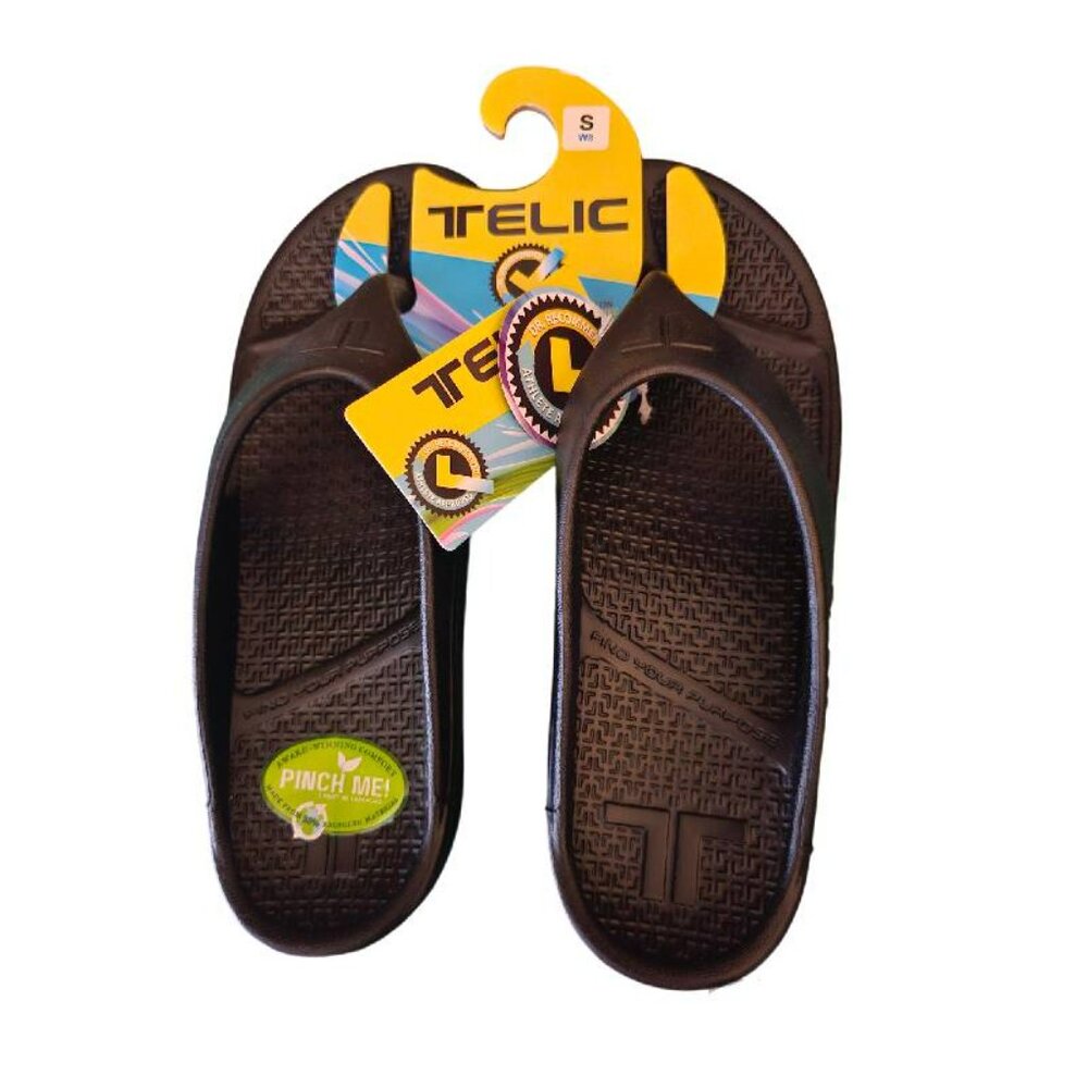 TELIC Women's Black Energy Flip Flop - Soft, Supportive - New with Tags